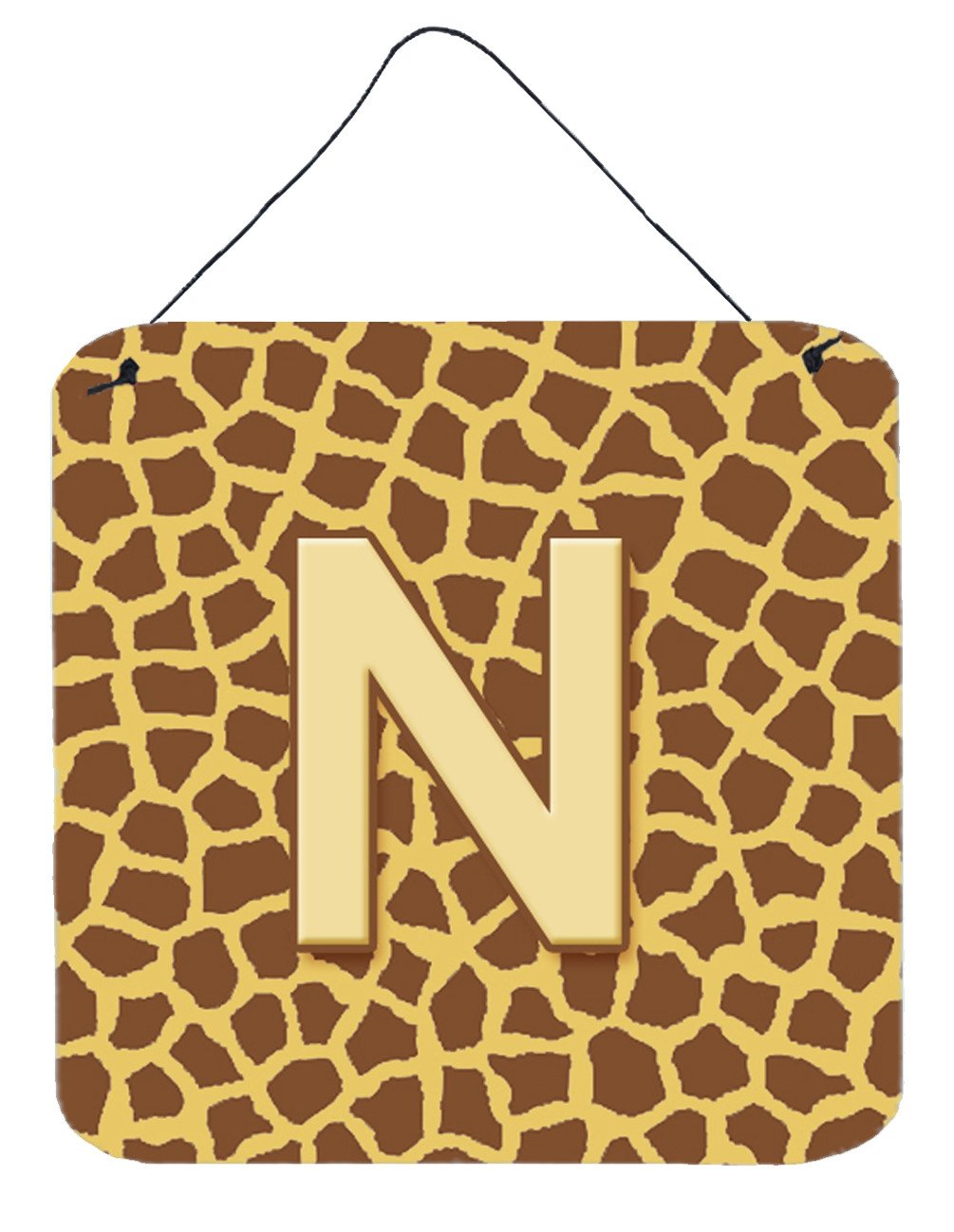 Letter N Initial Monogram - Giraffe Aluminium Metal Wall or Door Hanging Prints by Caroline&#39;s Treasures