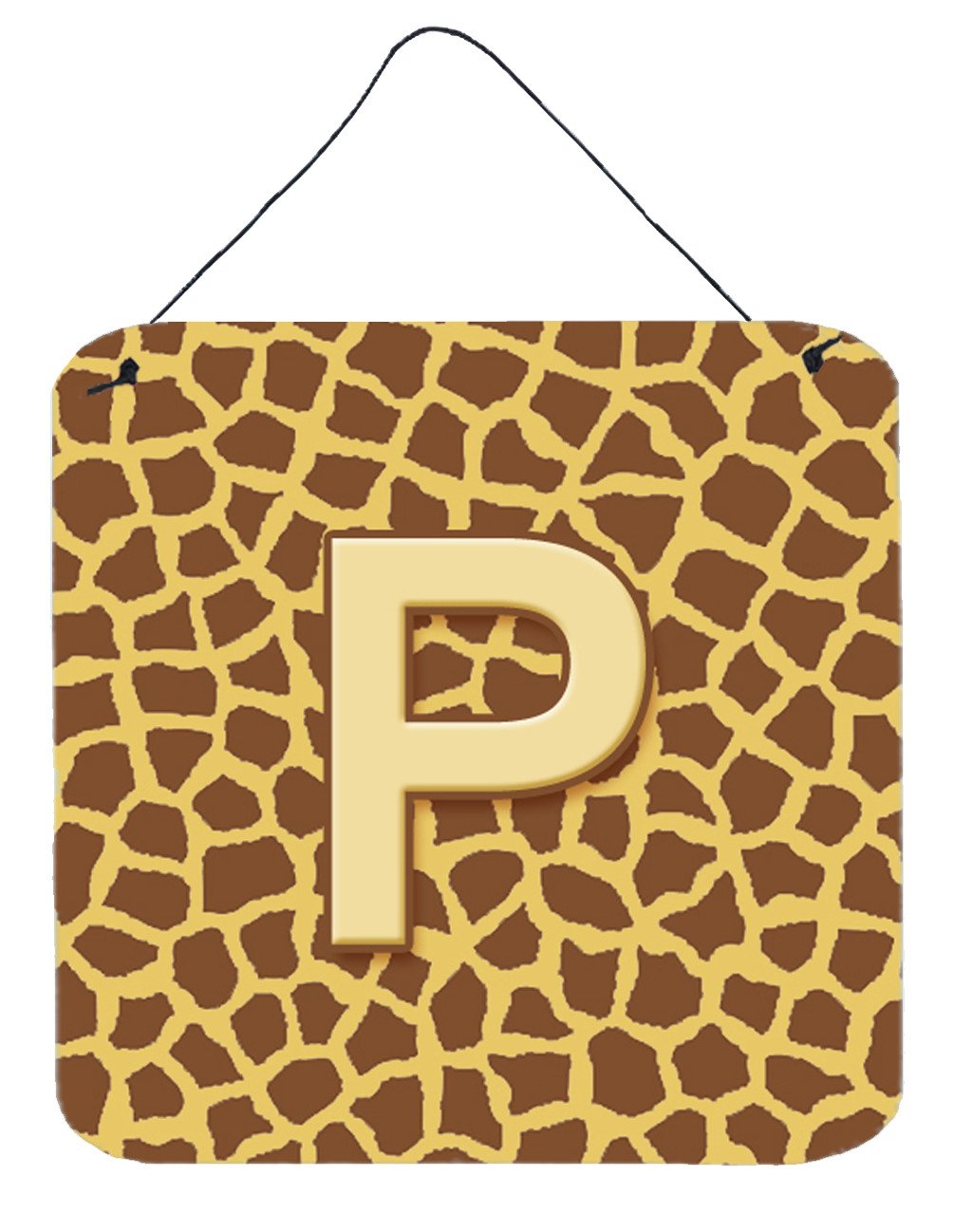 Letter P Initial Monogram - Giraffe Aluminium Metal Wall or Door Hanging Prints by Caroline&#39;s Treasures