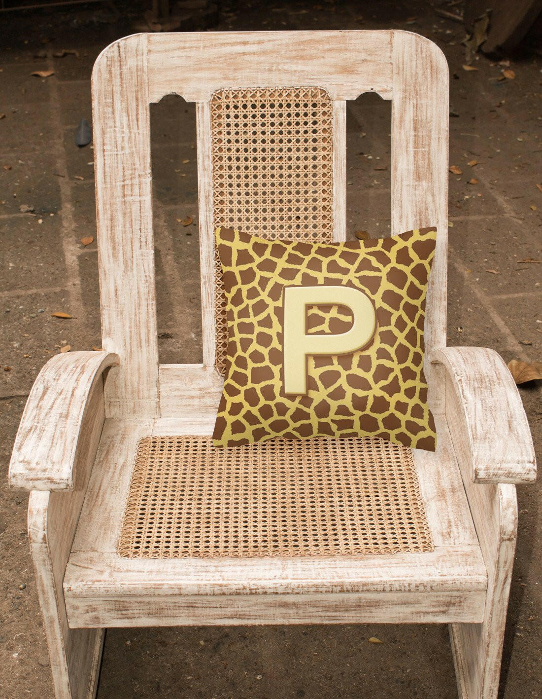 Monogram Initial P Giraffe Decorative   Canvas Fabric Pillow CJ1025 - the-store.com