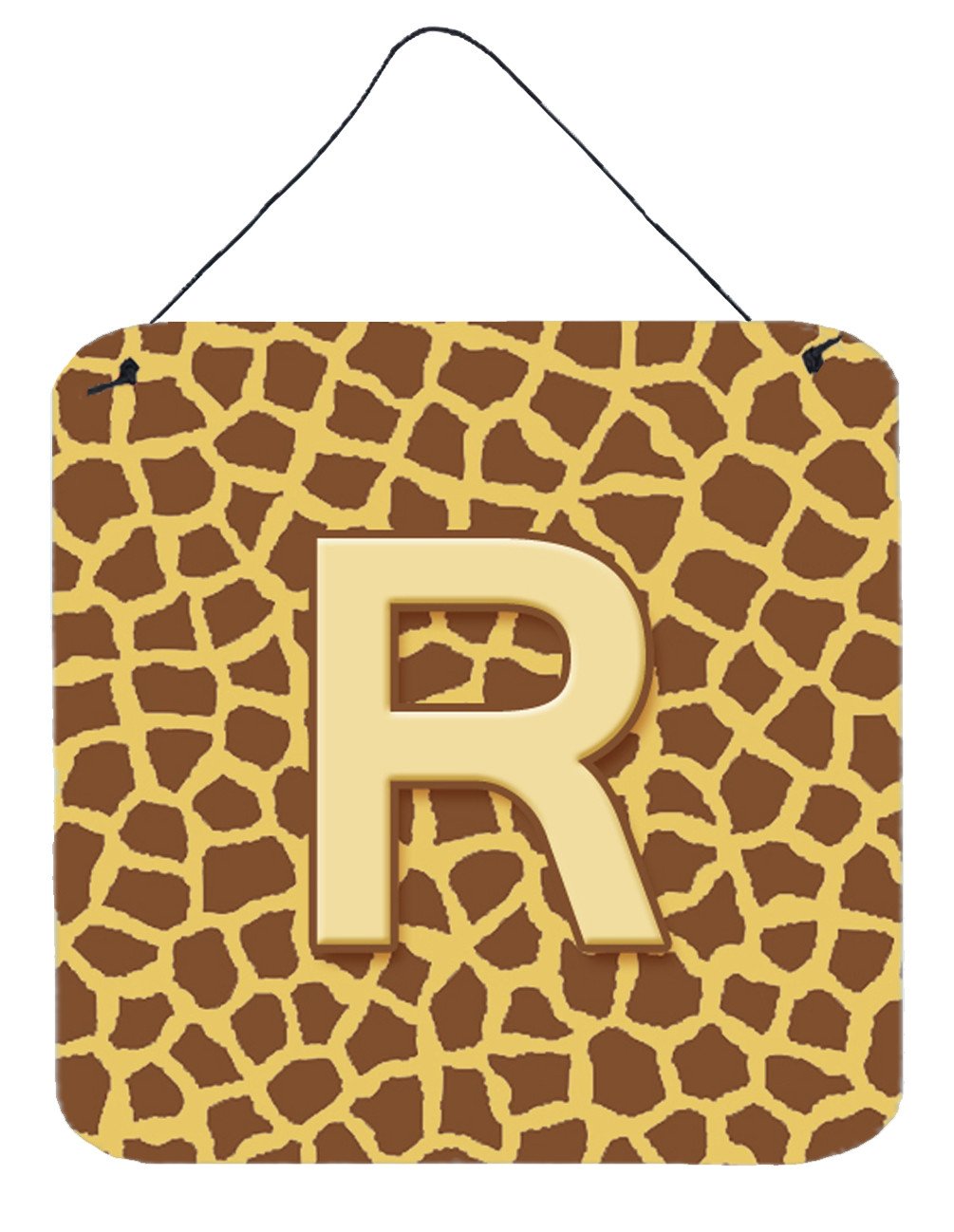 Letter R Initial Monogram - Giraffe Aluminium Metal Wall or Door Hanging Prints by Caroline&#39;s Treasures