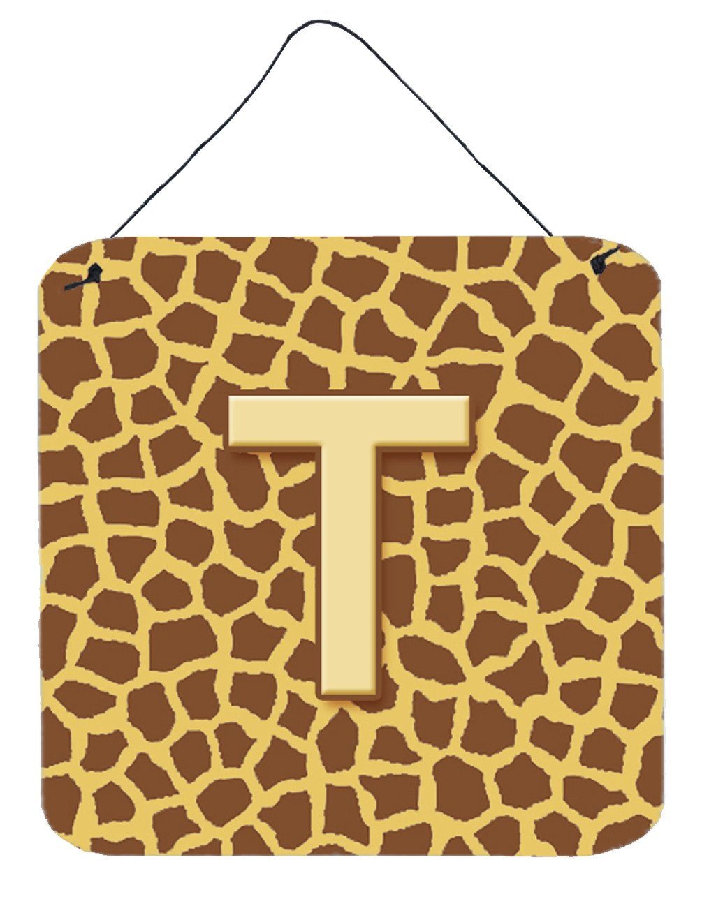 Letter T Initial Monogram - Giraffe Aluminium Metal Wall or Door Hanging Prints by Caroline&#39;s Treasures