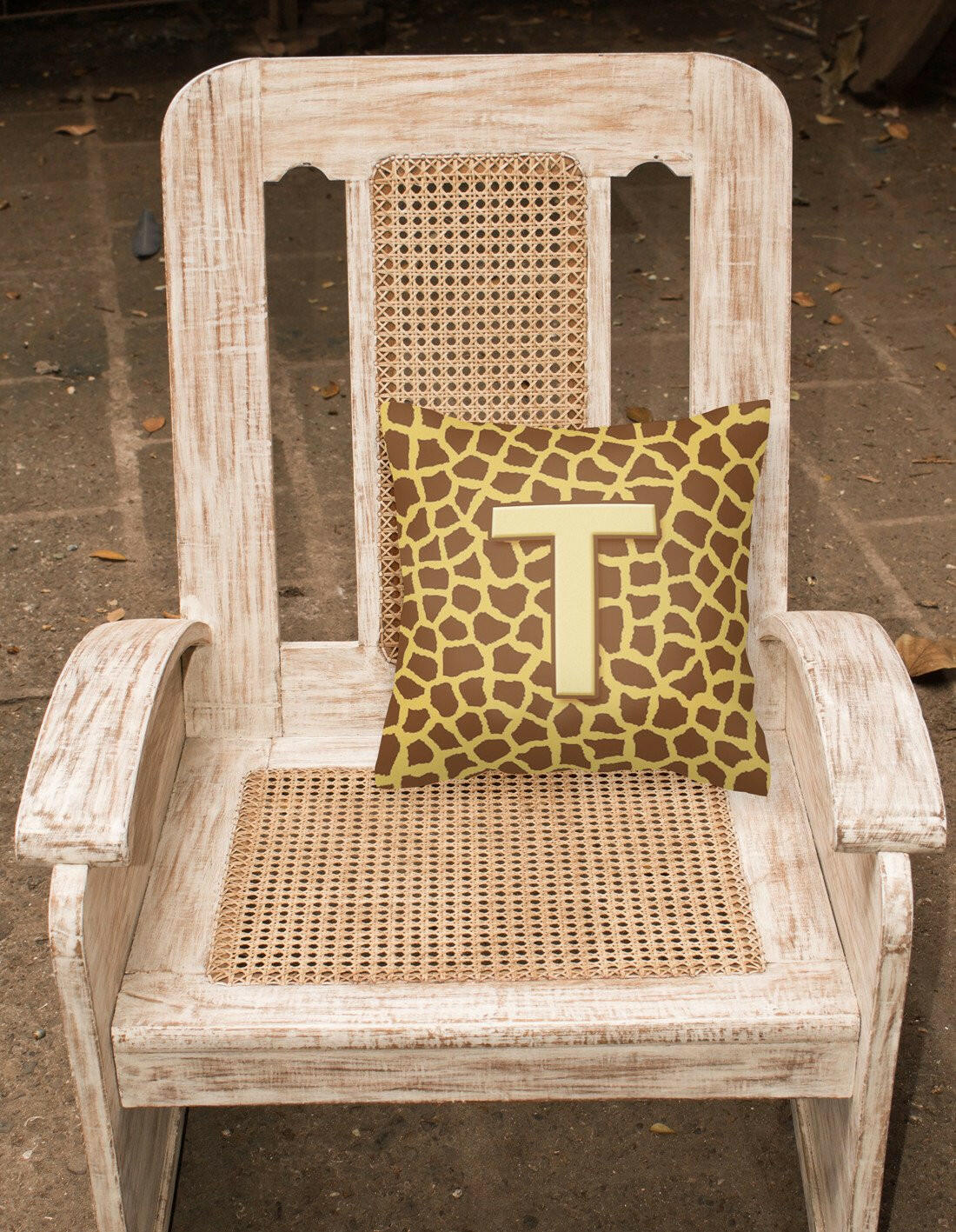 Monogram Initial T Giraffe Decorative   Canvas Fabric Pillow CJ1025 - the-store.com