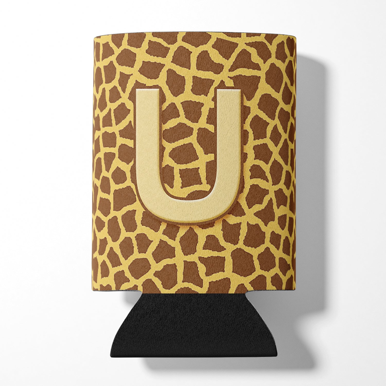 Letter U Initial Monogram - Giraffe Can or Bottle Beverage Insulator Hugger.