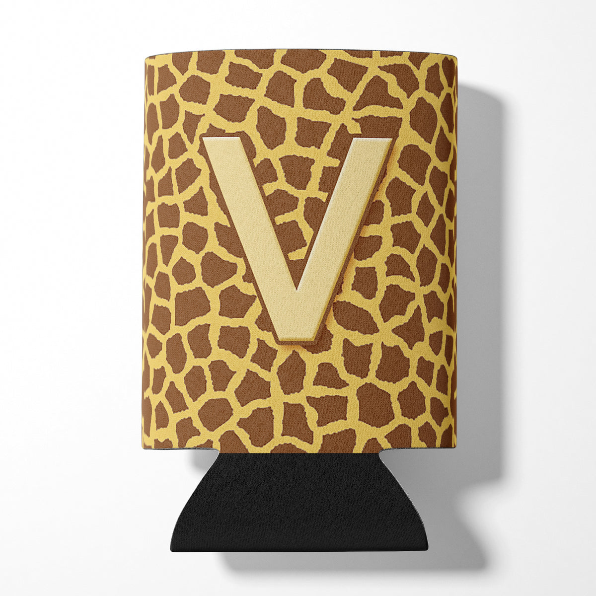 Letter V Initial Monogram - Giraffe Can or Bottle Beverage Insulator Hugger