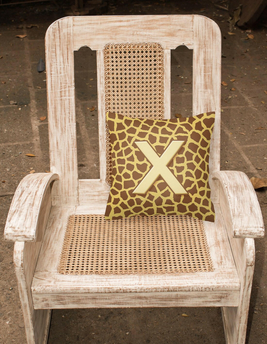 Monogram Initial X Giraffe Decorative   Canvas Fabric Pillow CJ1025 - the-store.com