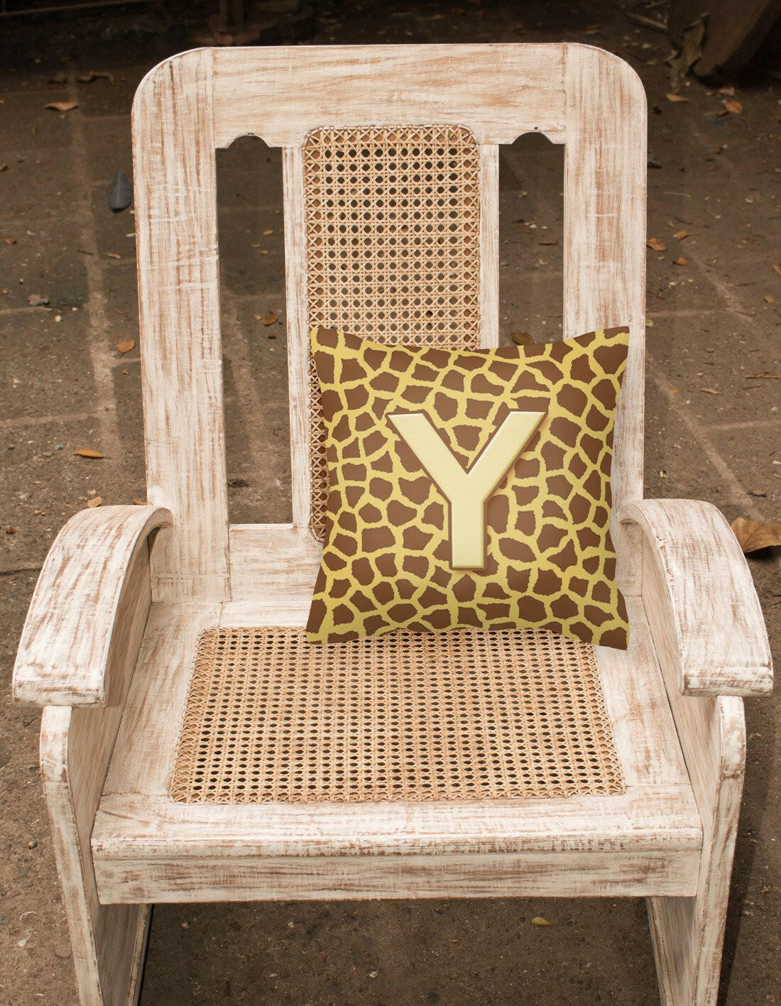 Monogram Initial Y Giraffe Decorative   Canvas Fabric Pillow CJ1025 - the-store.com