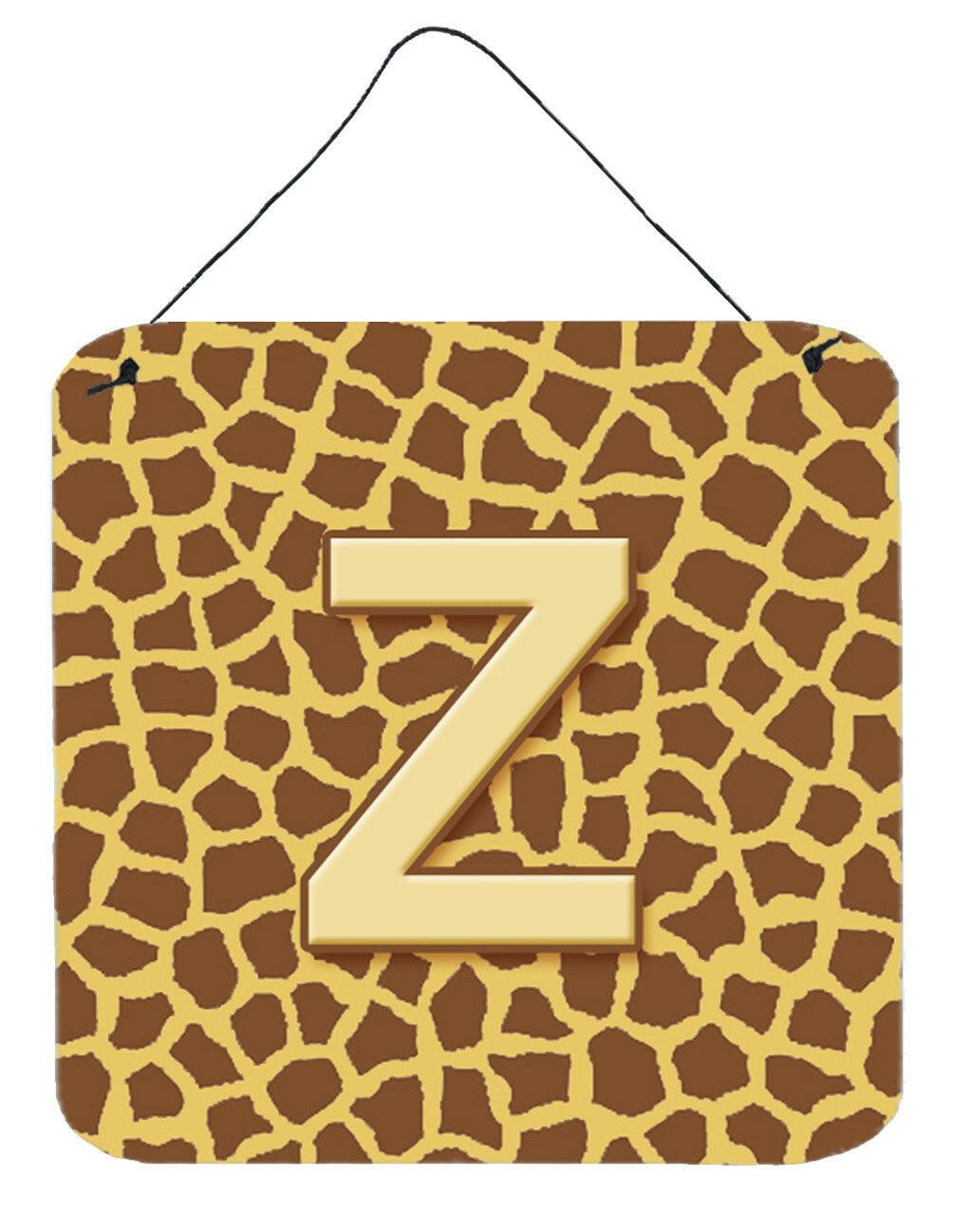 Letter Z Initial Monogram - Giraffe Aluminium Metal Wall or Door Hanging Prints by Caroline&#39;s Treasures