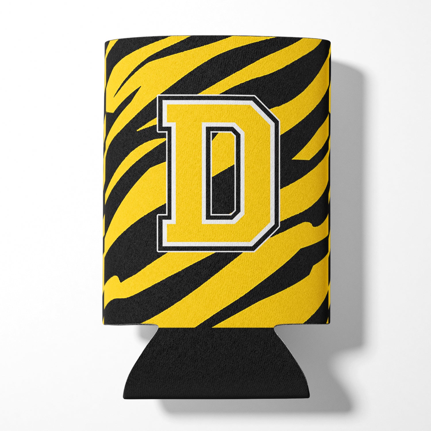 Letter D Initial Monogram - Tiger Stripe - Black Gold Can Beverage Insulator Hugger.