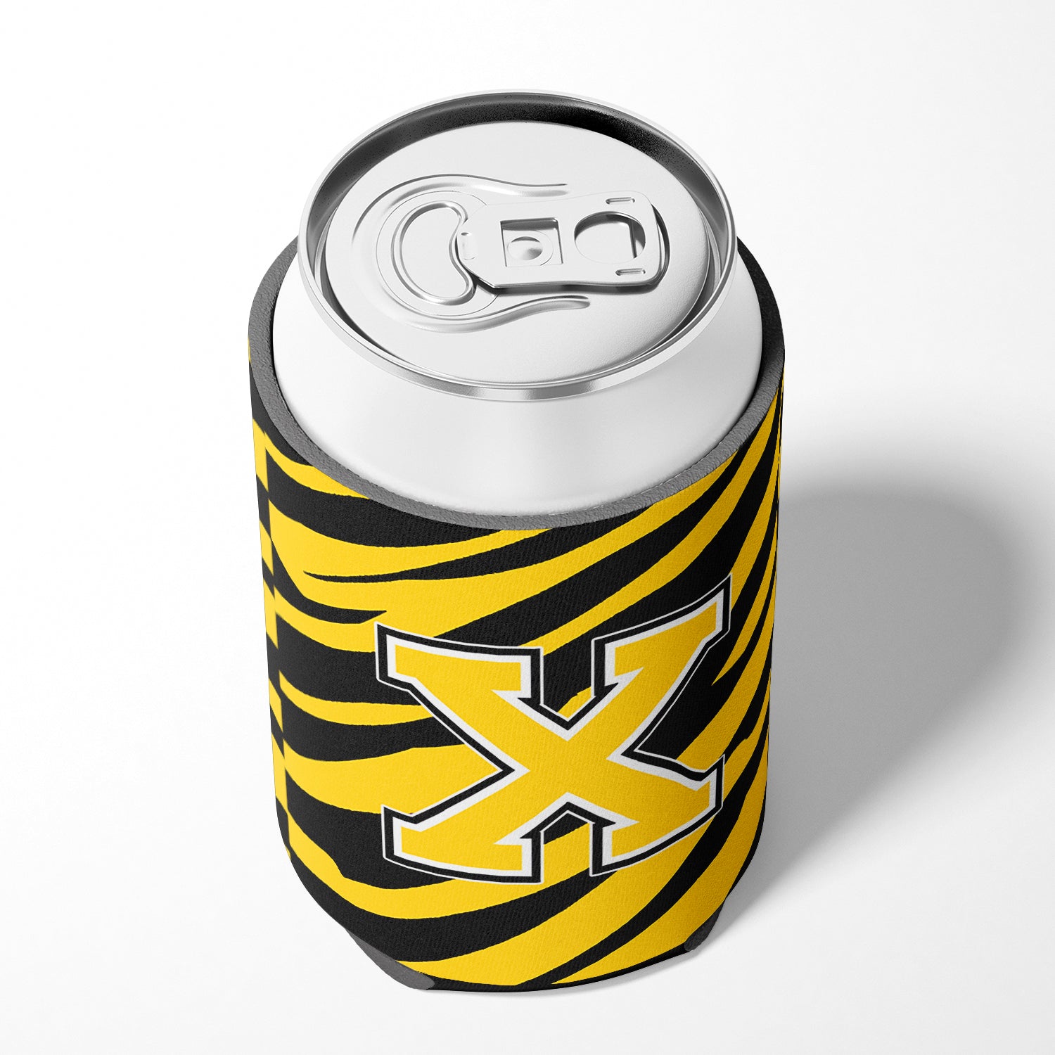 Letter X Initial Monogram - Tiger Stripe - Black Gold Can Beverage Insulator Hugger.