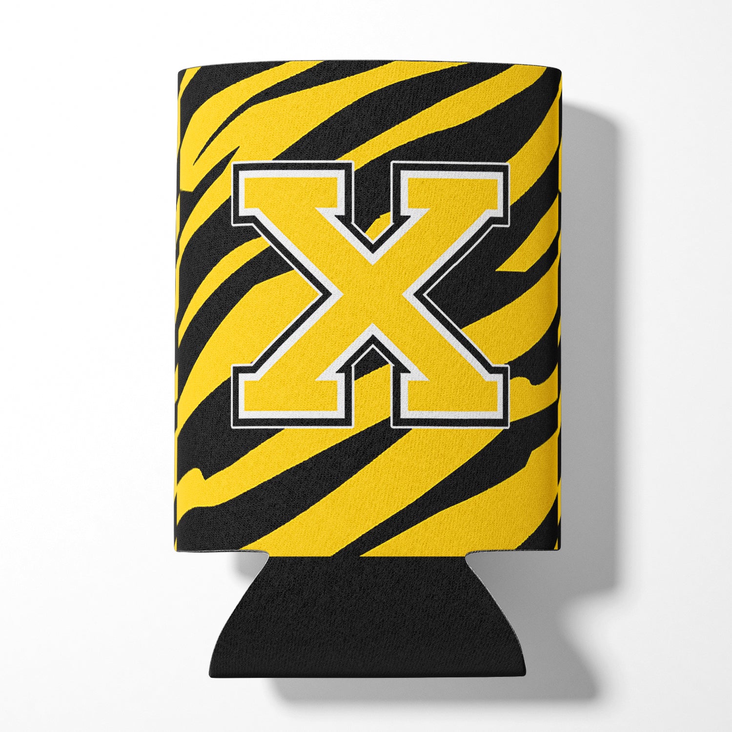 Letter X Initial Monogram - Tiger Stripe - Black Gold Can Beverage Insulator Hugger