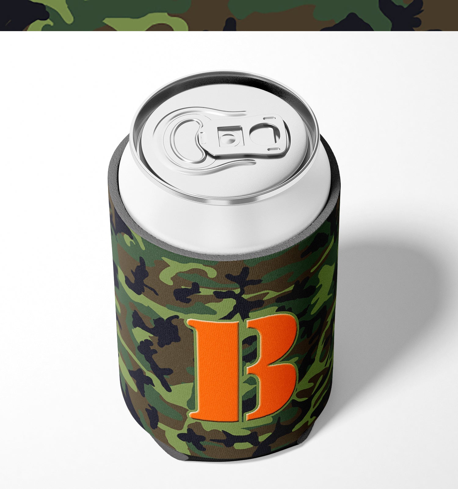 Letter B Initial Monogram - Camo Green Can or Bottle Beverage Insulator Hugger