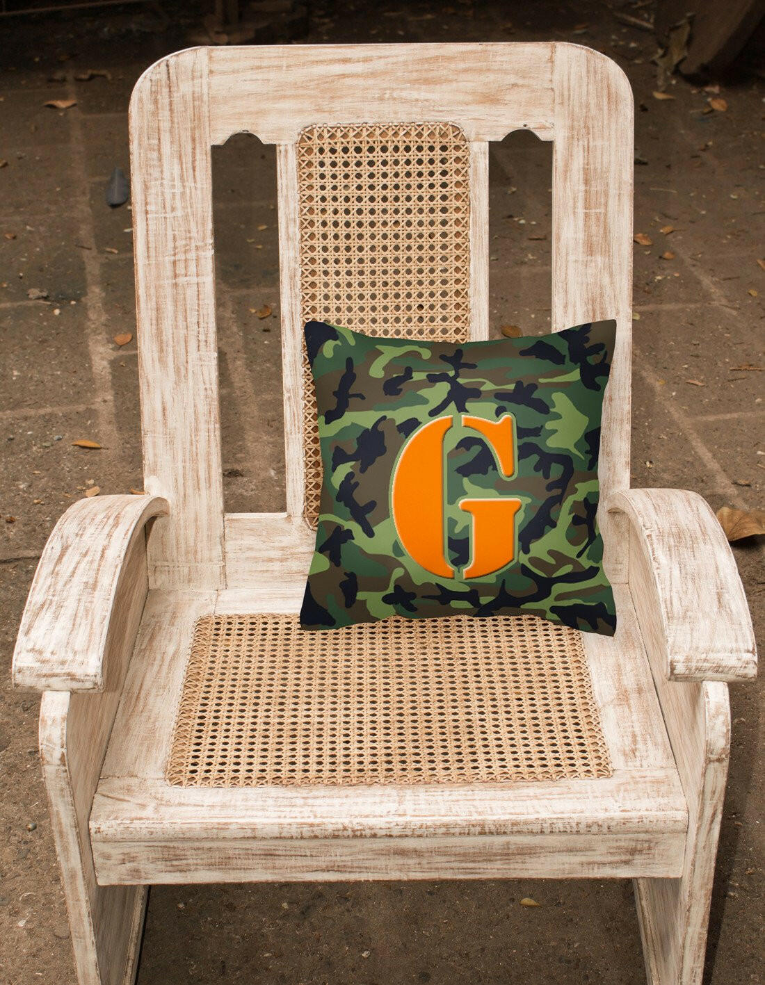 Monogram Initial G Camo Green Decorative   Canvas Fabric Pillow CJ1030 - the-store.com