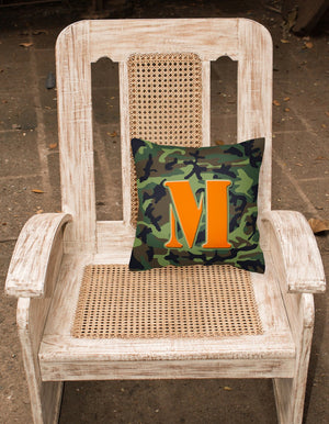 Monogram Initial M Camo Green Decorative   Canvas Fabric Pillow CJ1030 - the-store.com