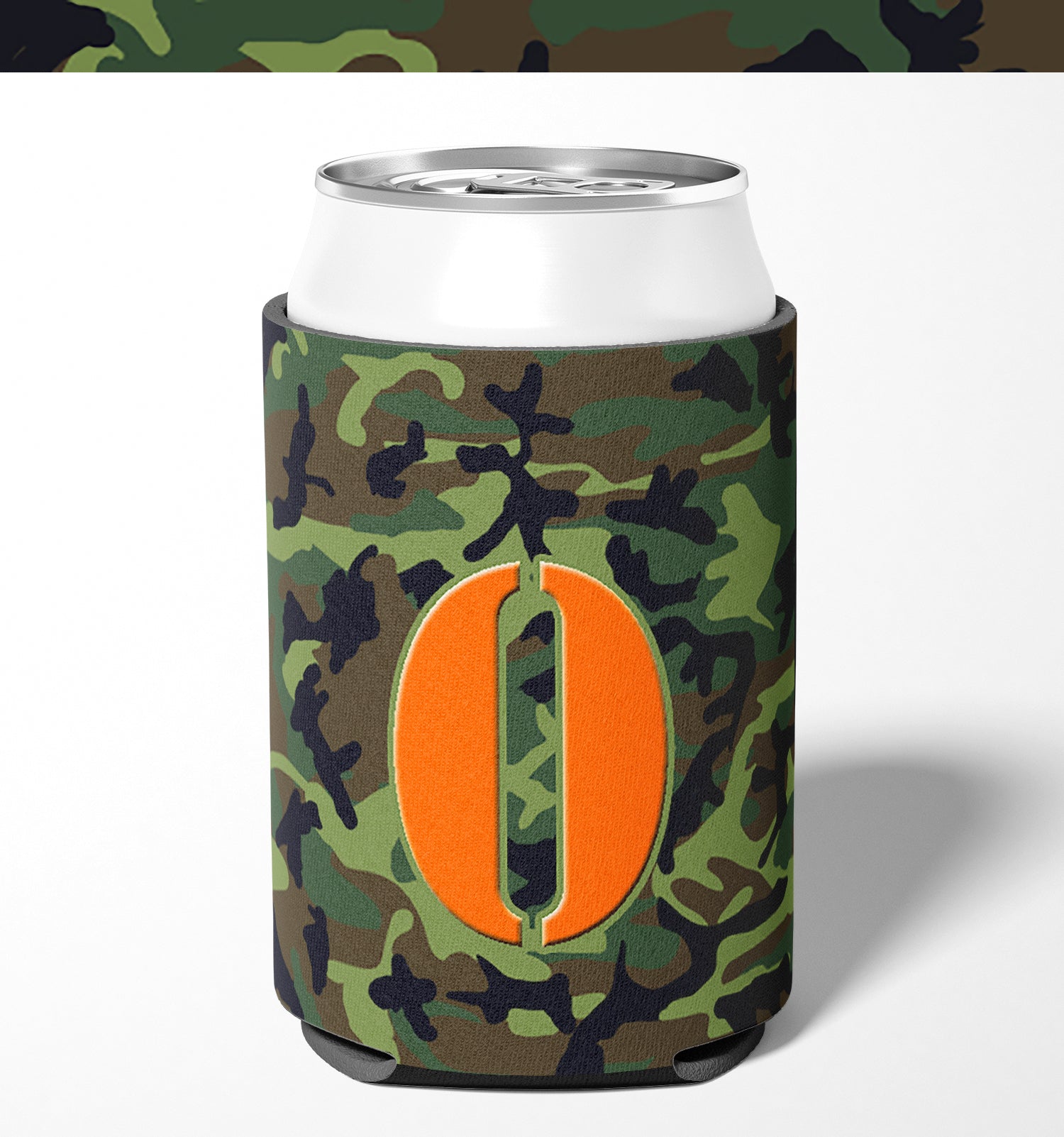 Letter O Initial Monogram - Camo Green Can or Bottle Beverage Insulator Hugger.