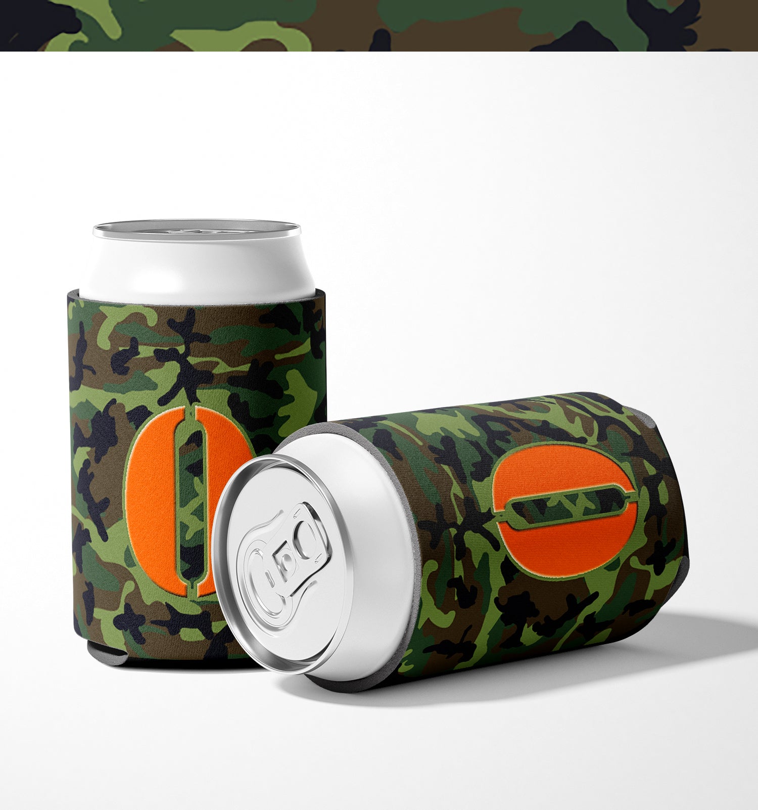 Letter O Initial Monogram - Camo Green Can or Bottle Beverage Insulator Hugger.