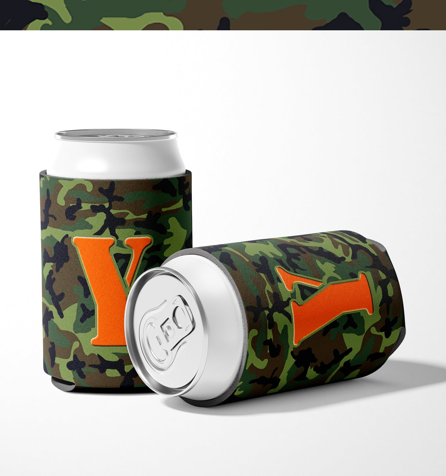 Letter Y Initial Monogram - Camo Green Can or Bottle Beverage Insulator Hugger.
