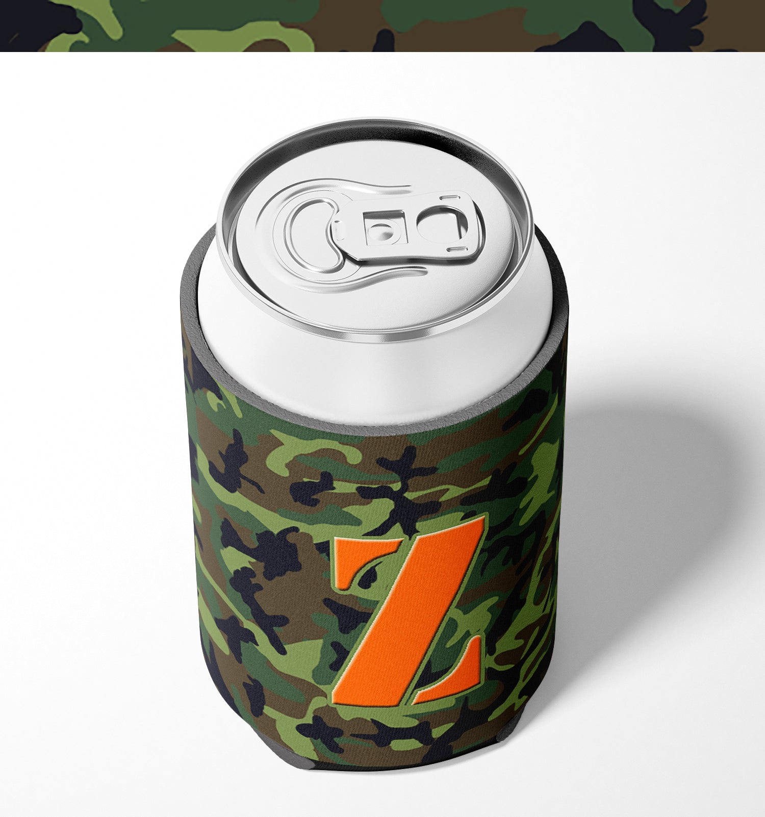 Letter Z Initial Monogram - Camo Green Can or Bottle Beverage Insulator Hugger.