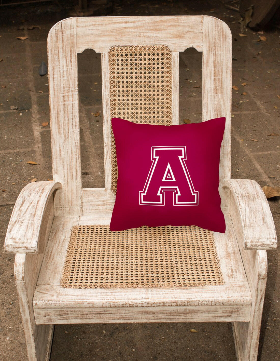 Letter A Monogram - Maroon and White Fabric Decorative Pillow CJ1032-APW1414 - the-store.com