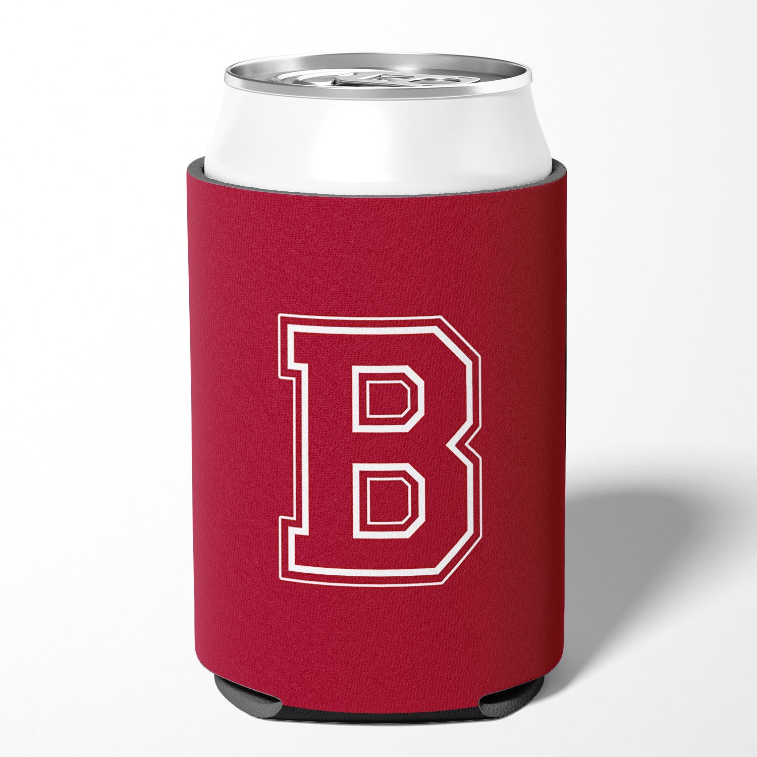 Letter B Initial Monogram - Maroon and White Can or Bottle Beverage Insulator Hugger.