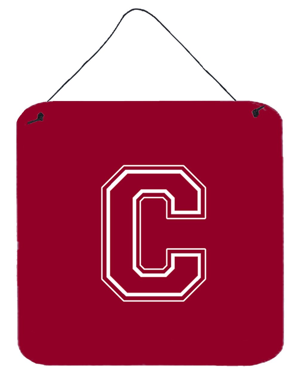 Letter C Initial Monogram - Maroon and White Wall or Door Hanging Prints by Caroline&#39;s Treasures