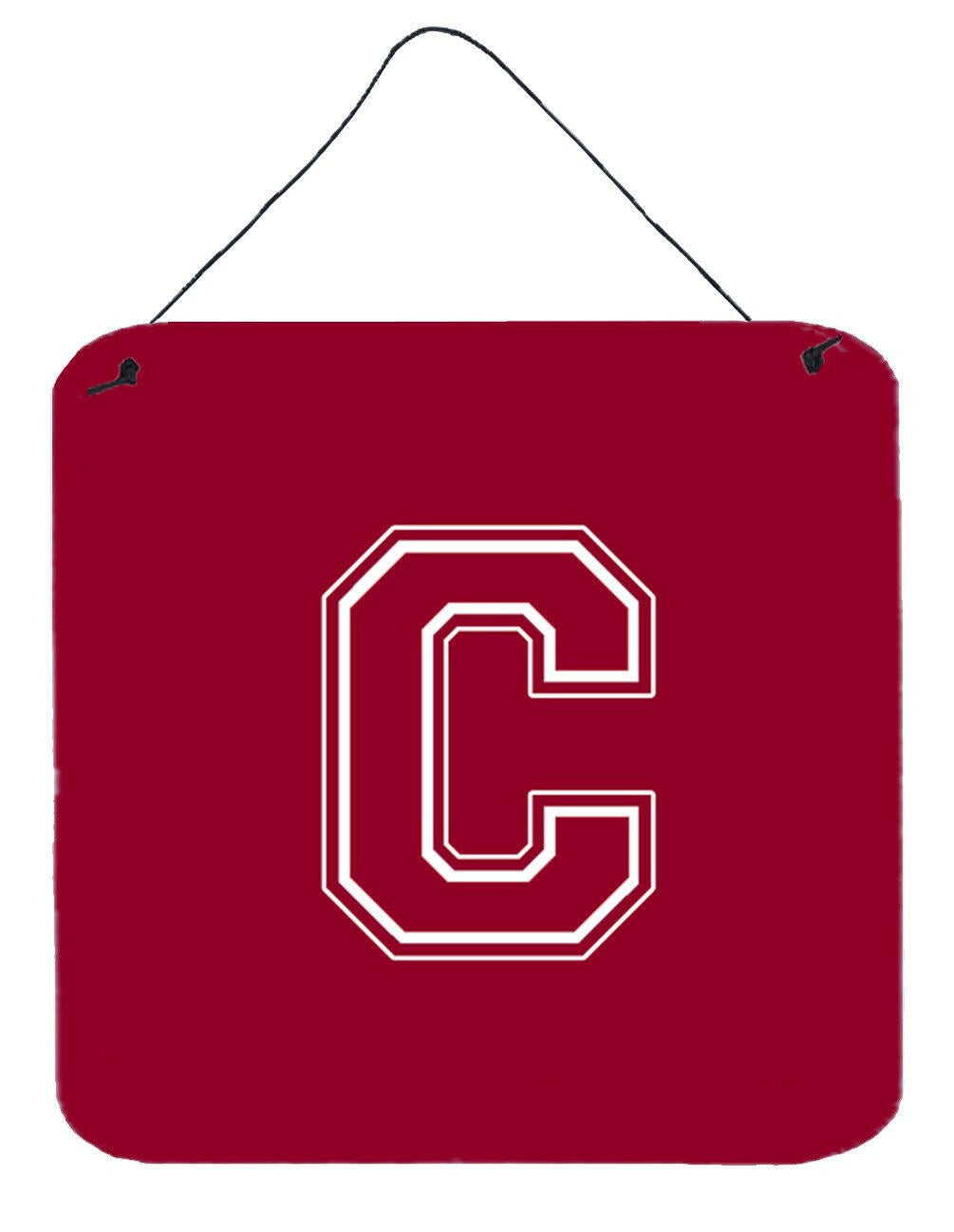 Letter C Initial Monogram - Maroon and White Wall or Door Hanging Prints by Caroline's Treasures