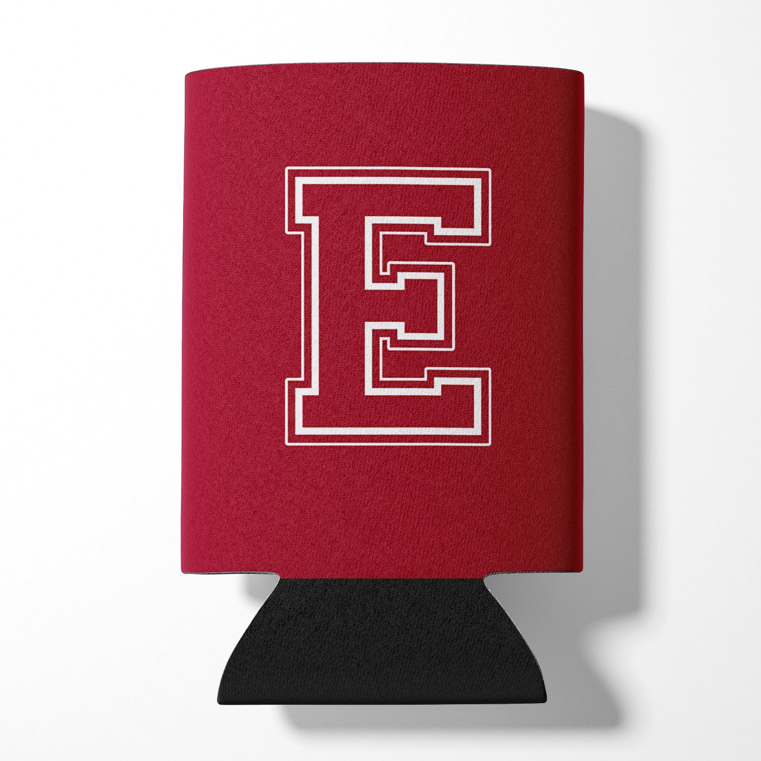 Letter E Initial Monogram - Maroon and White Can or Bottle Beverage Insulator Hugger