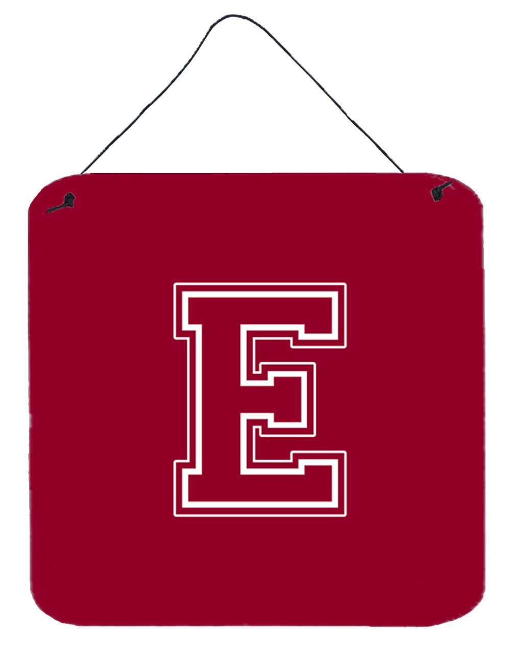 Letter E Initial Monogram - Maroon and White Wall or Door Hanging Prints by Caroline&#39;s Treasures