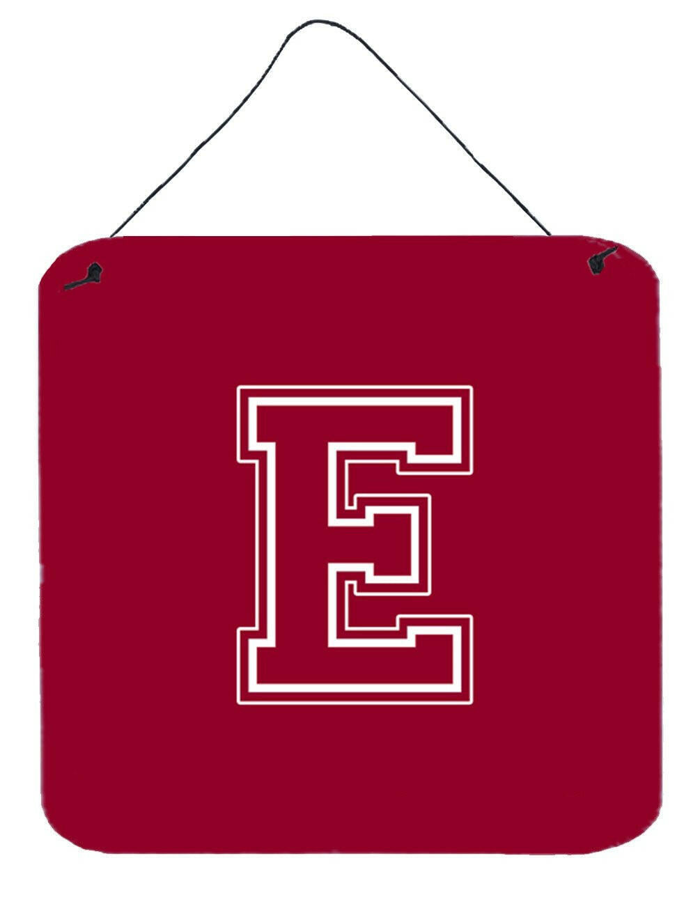 Letter E Initial Monogram - Maroon and White Wall or Door Hanging Prints by Caroline's Treasures