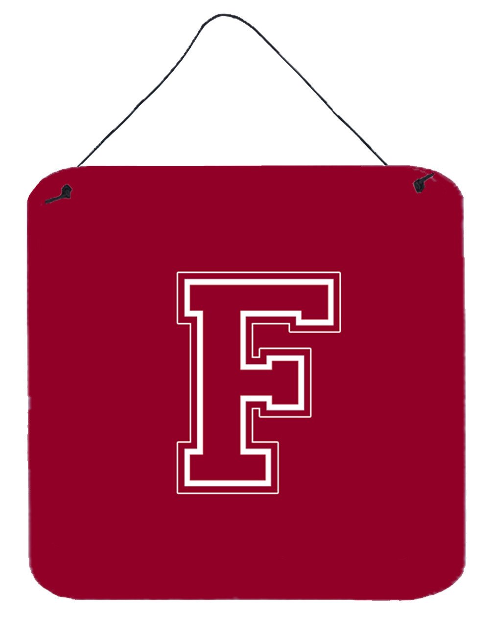 Letter F Initial Monogram - Maroon and White Wall or Door Hanging Prints by Caroline&#39;s Treasures
