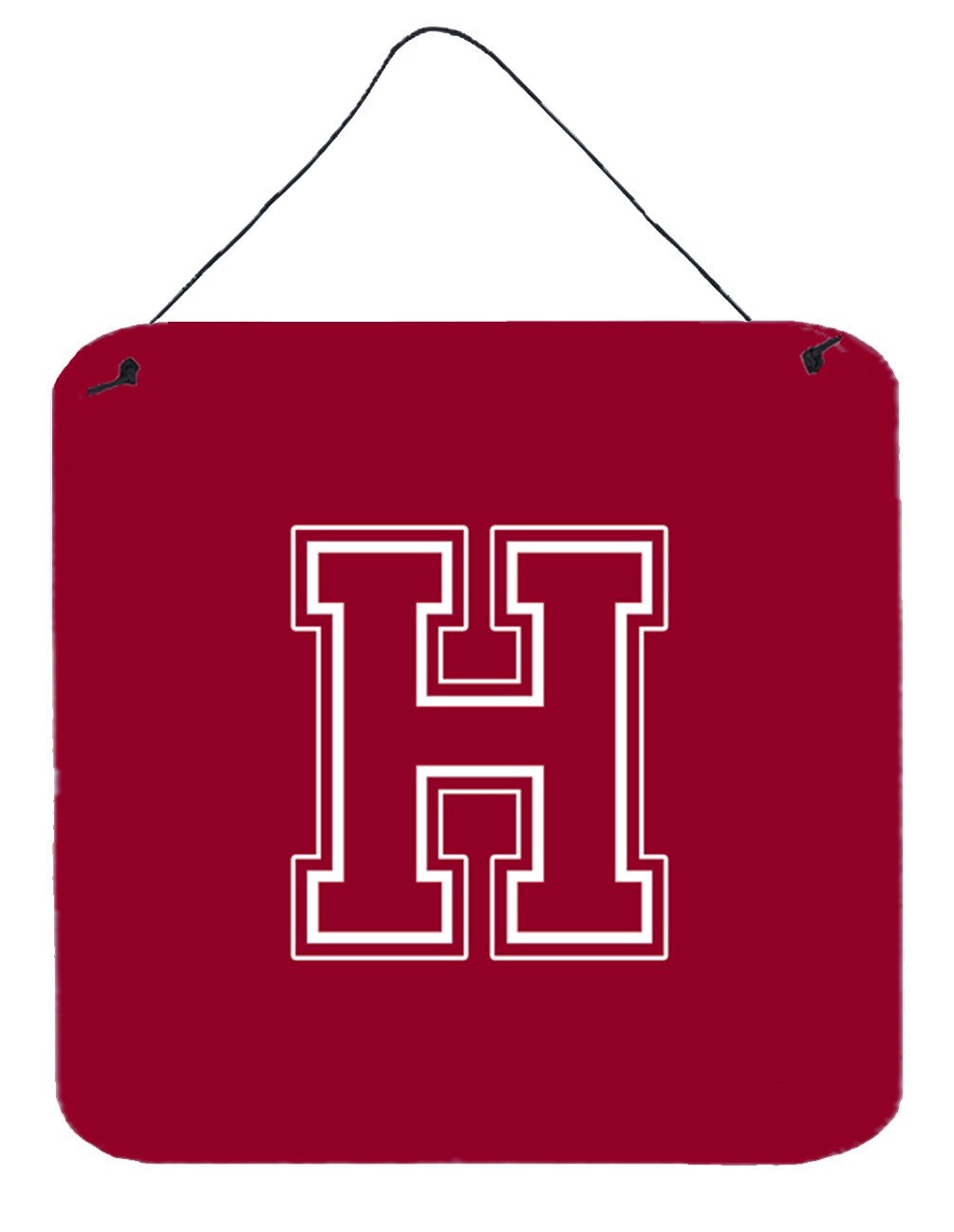 Letter H Initial Monogram - Maroon and White Wall or Door Hanging Prints by Caroline's Treasures