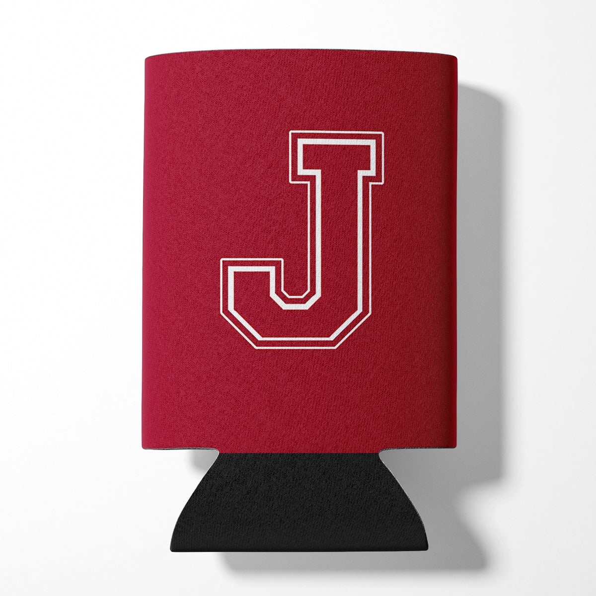 Letter J Initial Monogram - Maroon and White Can or Bottle Beverage Insulator Hugger