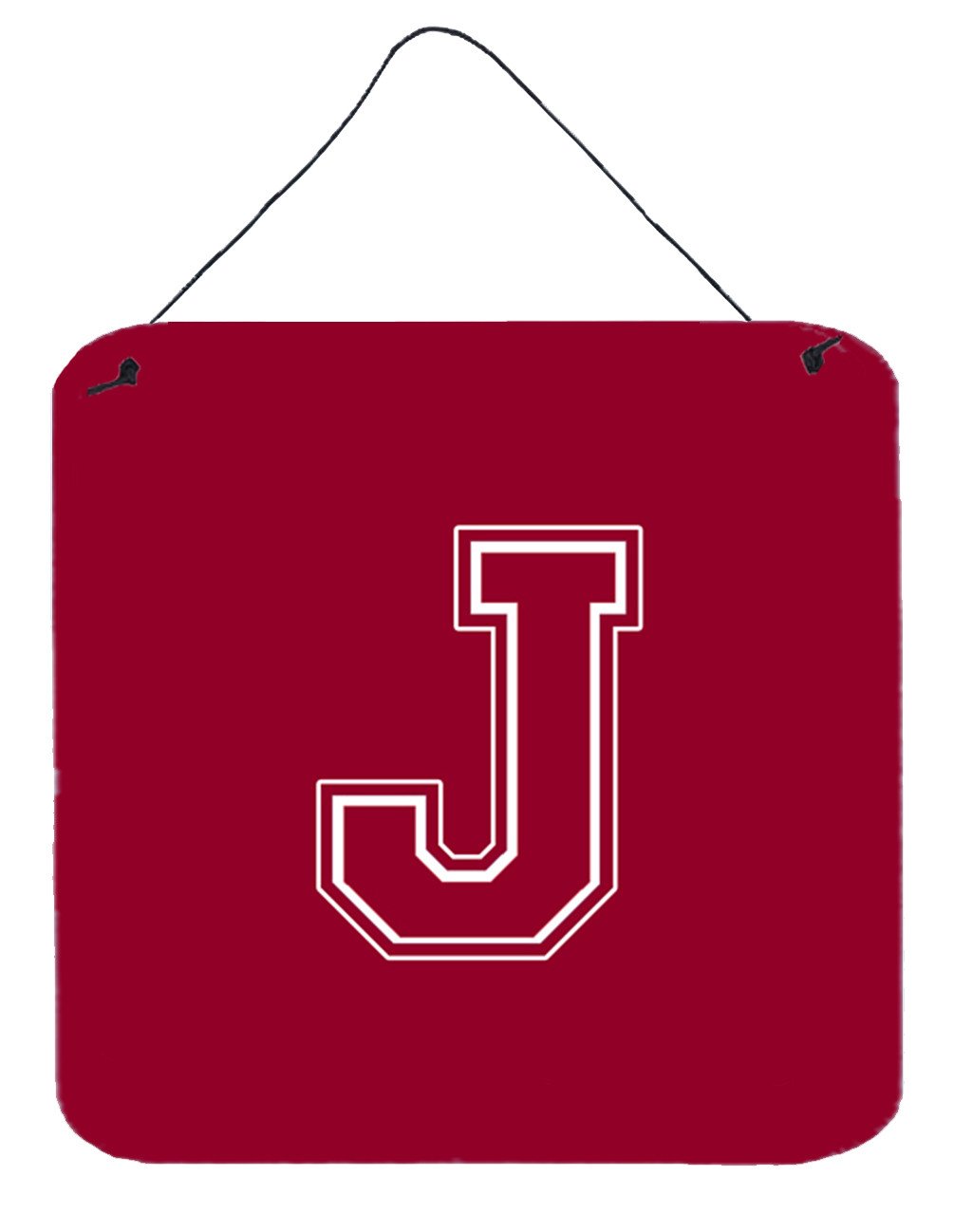 Letter J Initial Monogram - Maroon and White Wall or Door Hanging Prints by Caroline&#39;s Treasures