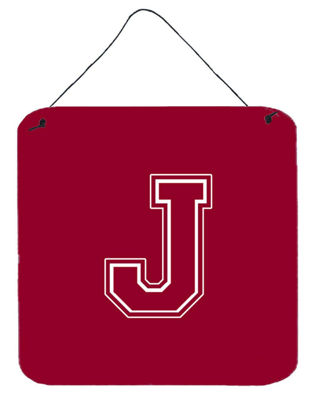 Letter J Initial Monogram - Maroon and White Wall or Door Hanging Prints by Caroline's Treasures