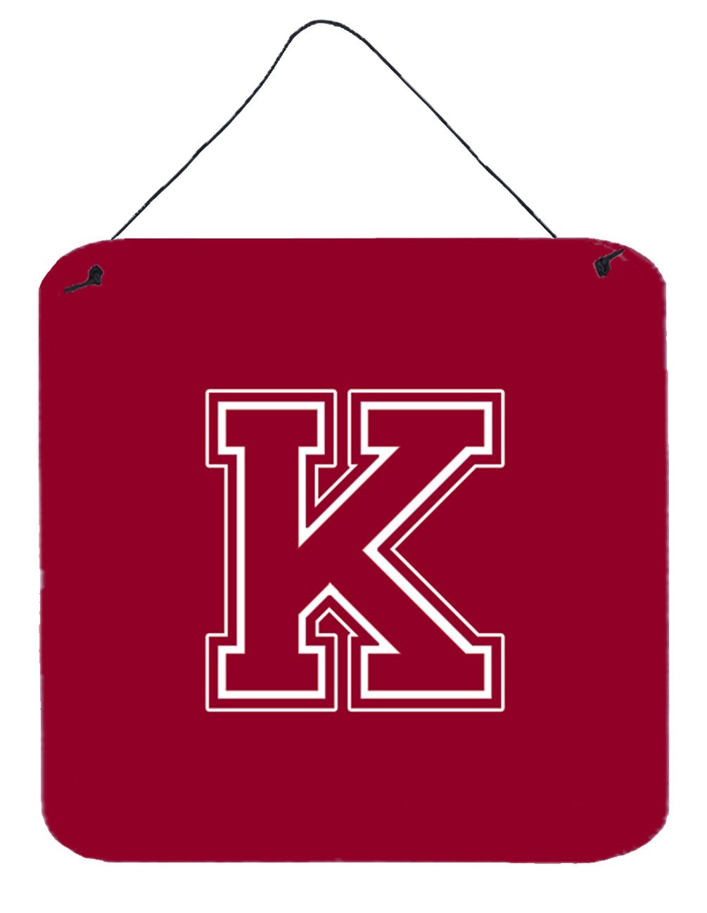 Letter K Initial Monogram - Maroon and White Wall or Door Hanging Prints by Caroline&#39;s Treasures