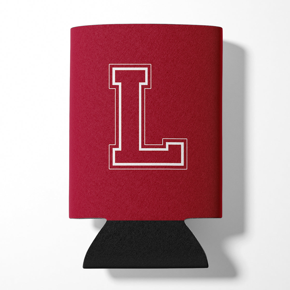 Letter L Initial Monogram - Maroon and White Can or Bottle Beverage Insulator Hugger.
