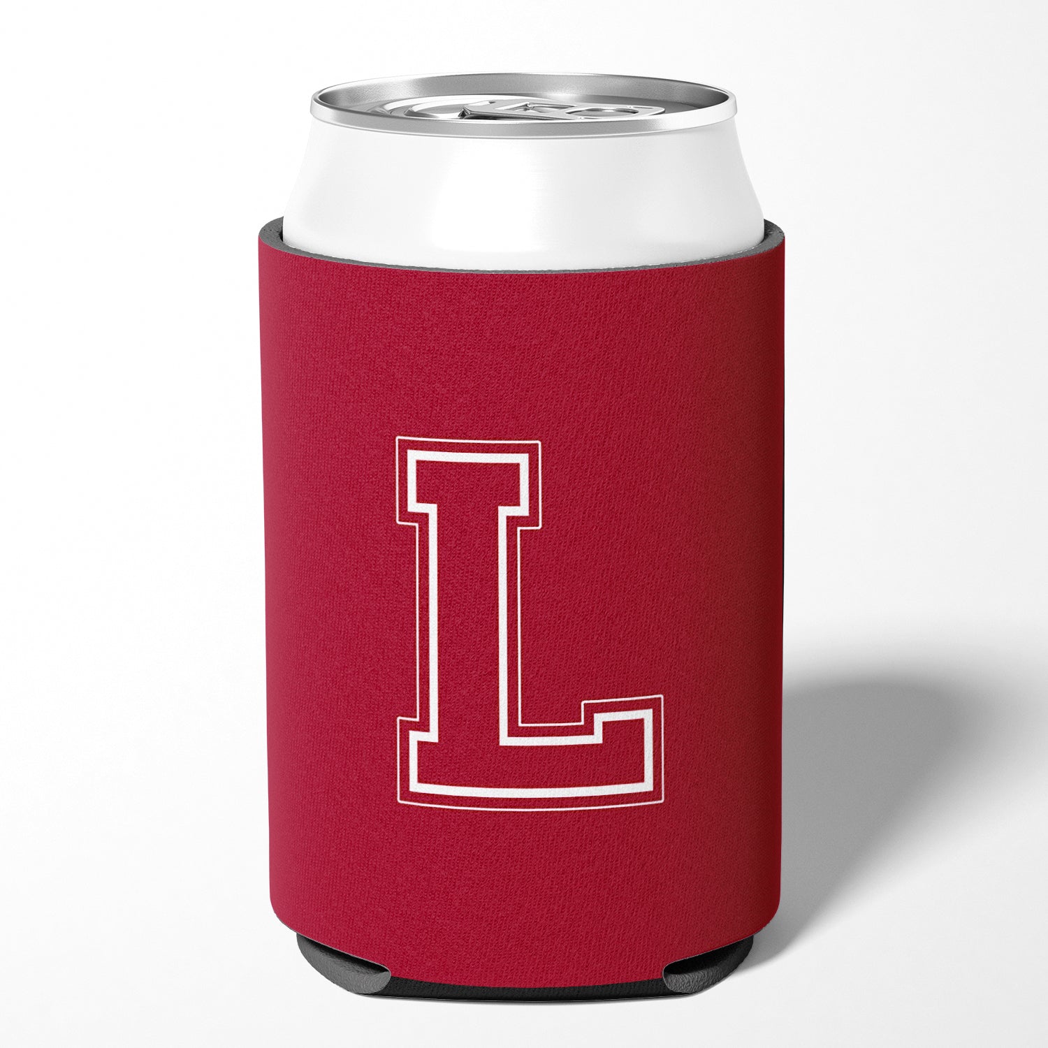 Letter L Initial Monogram - Maroon and White Can or Bottle Beverage Insulator Hugger