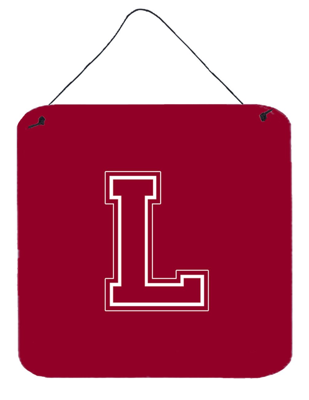 Letter L Initial Monogram - Maroon and White Wall or Door Hanging Prints by Caroline&#39;s Treasures