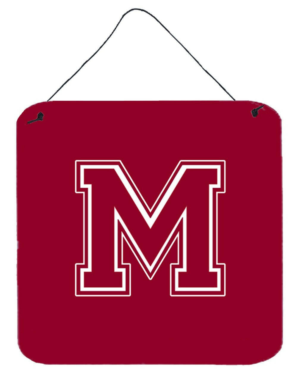 Letter M Initial Monogram - Maroon and White Wall or Door Hanging Prints by Caroline&#39;s Treasures
