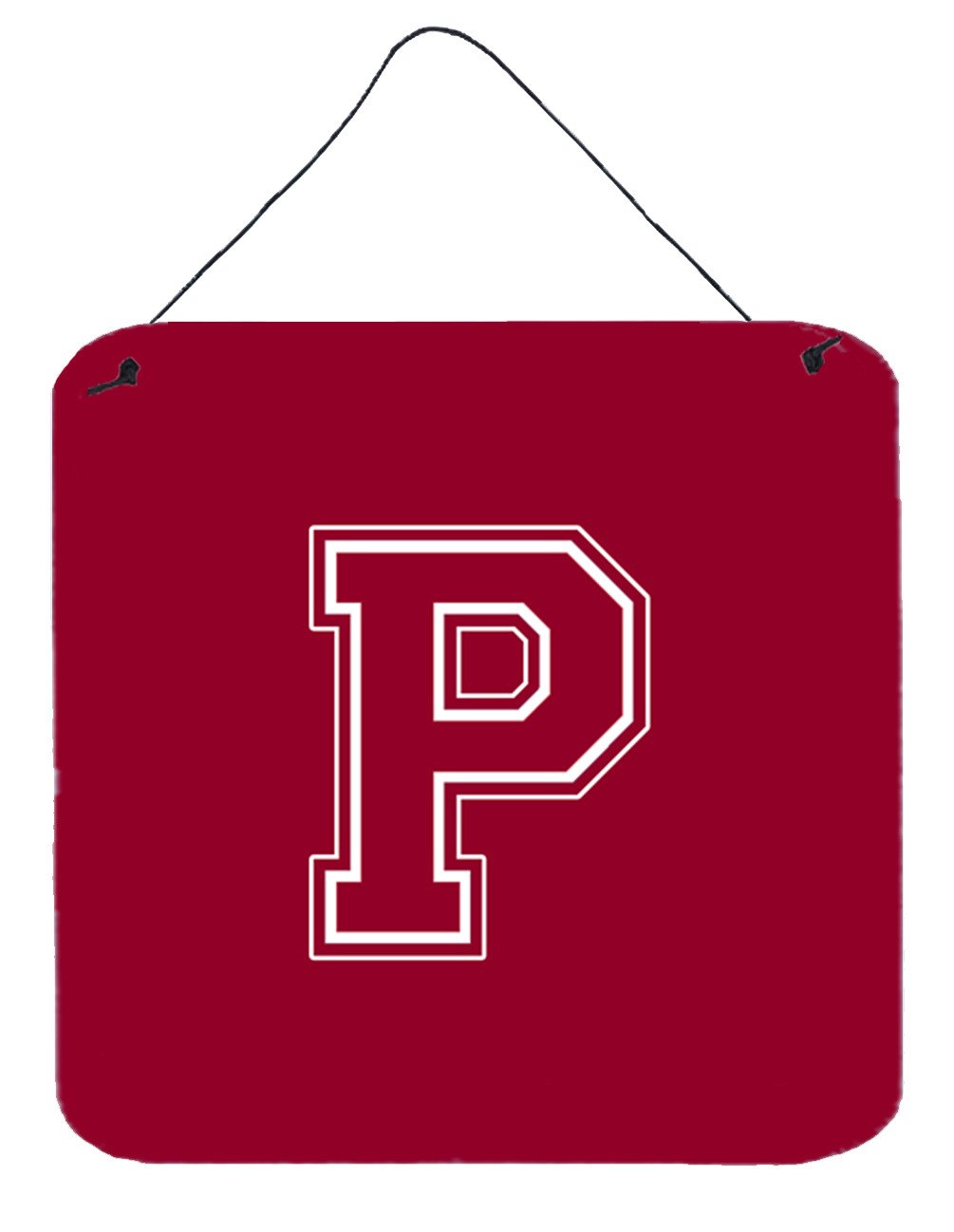 Letter P Initial Monogram - Maroon and White Wall or Door Hanging Prints by Caroline's Treasures