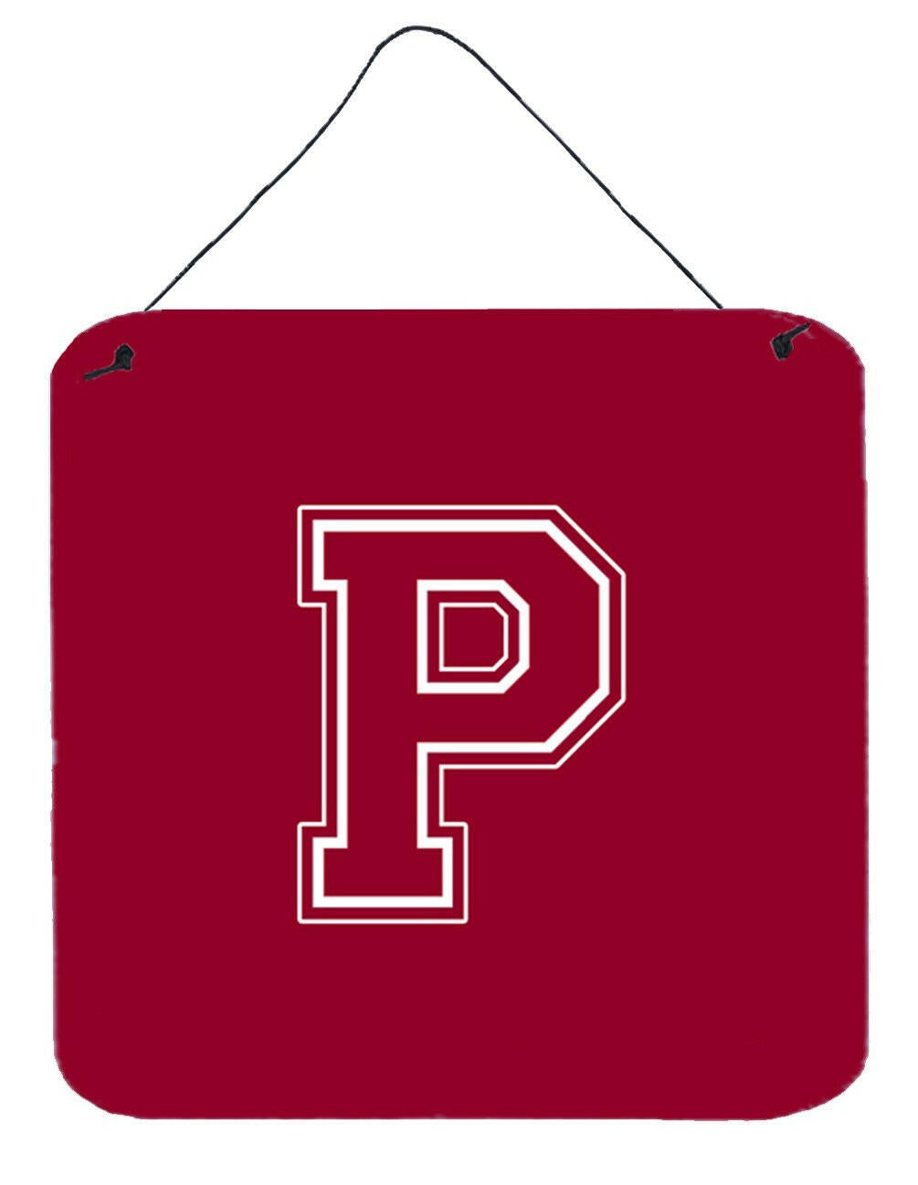 Letter P Initial Monogram - Maroon and White Wall or Door Hanging Prints by Caroline&#39;s Treasures