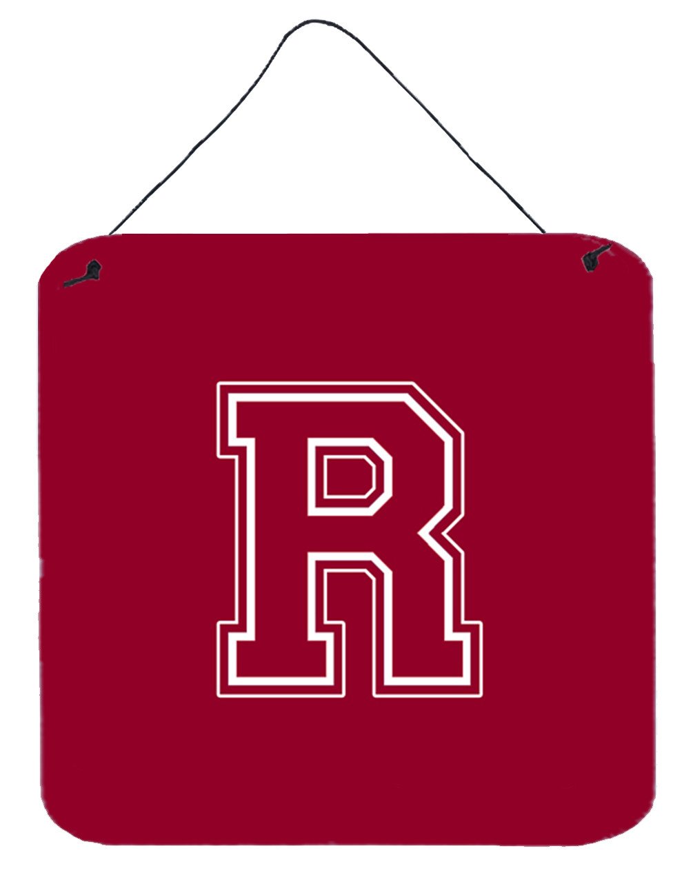 Letter R Initial Monogram - Maroon and White Wall or Door Hanging Prints by Caroline&#39;s Treasures