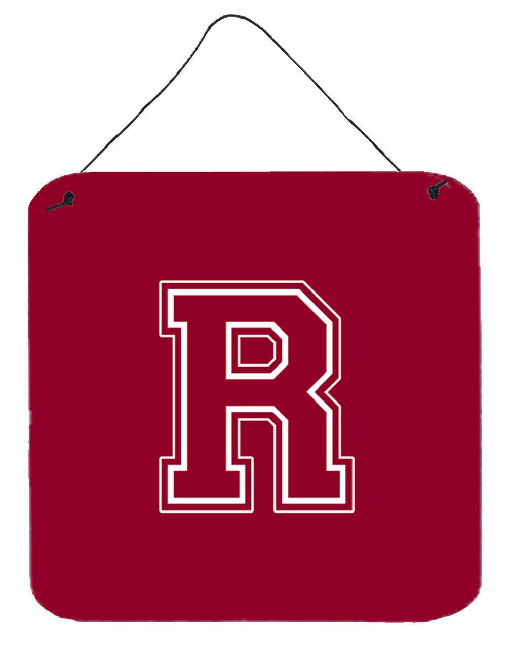 Letter R Initial Monogram - Maroon and White Wall or Door Hanging Prints by Caroline's Treasures