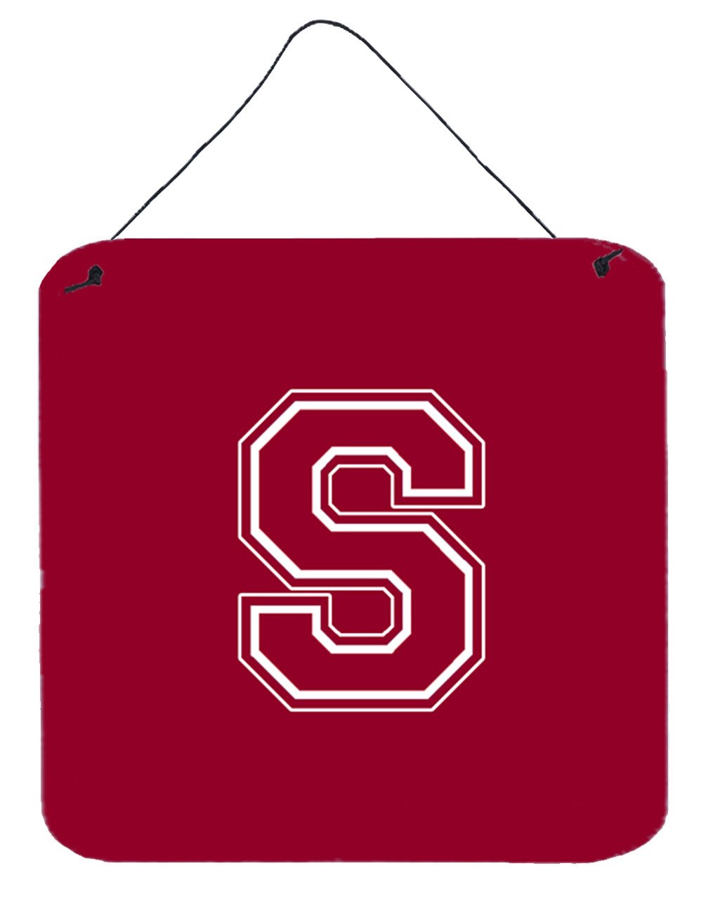 Letter S Initial Monogram - Maroon and White Wall or Door Hanging Prints by Caroline&#39;s Treasures
