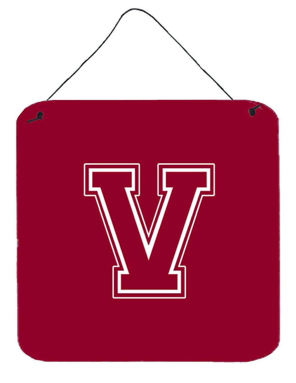 Letter V Initial Monogram - Maroon and White Wall or Door Hanging Prints by Caroline's Treasures