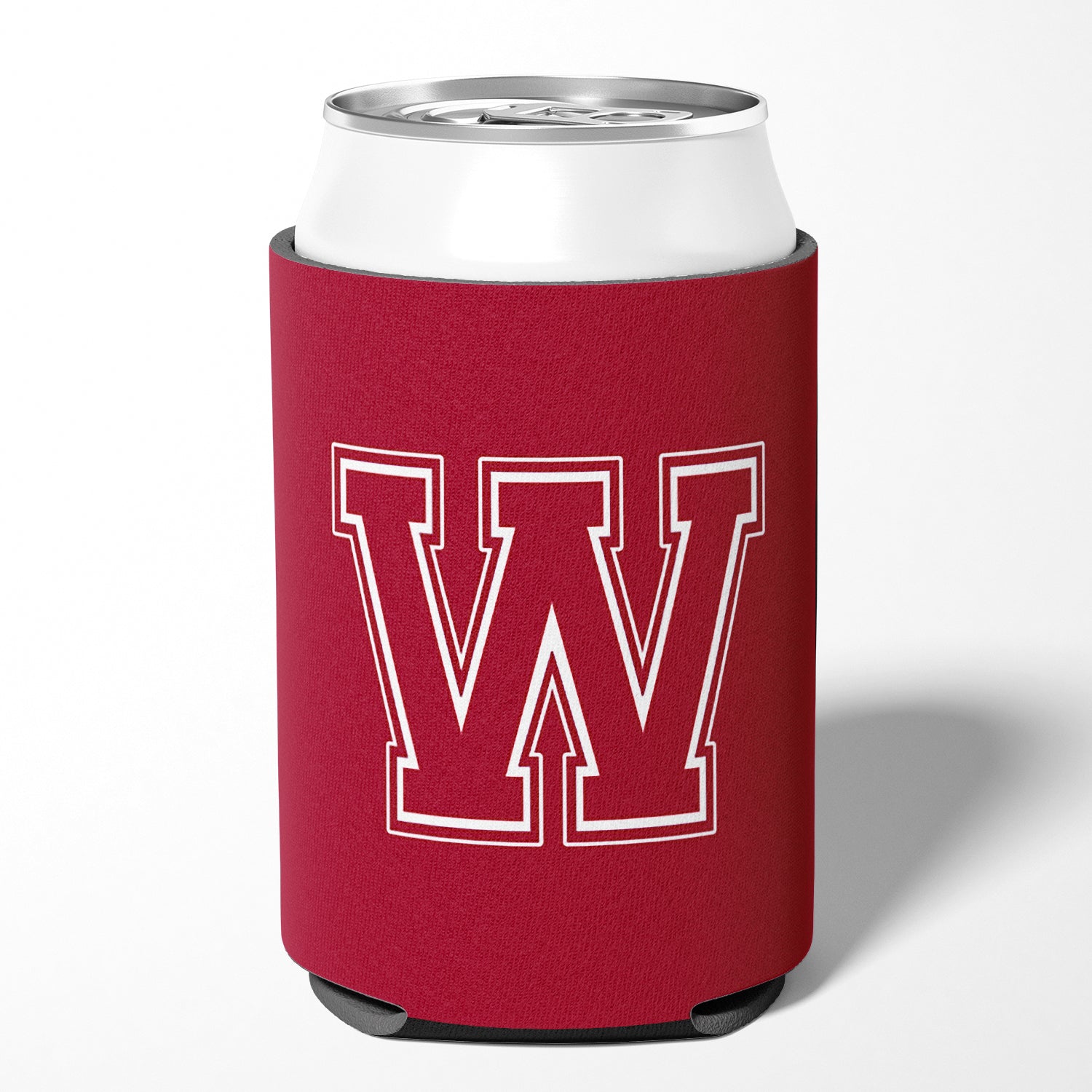 Letter W Initial Monogram - Maroon and White Can or Bottle Beverage Insulator Hugger