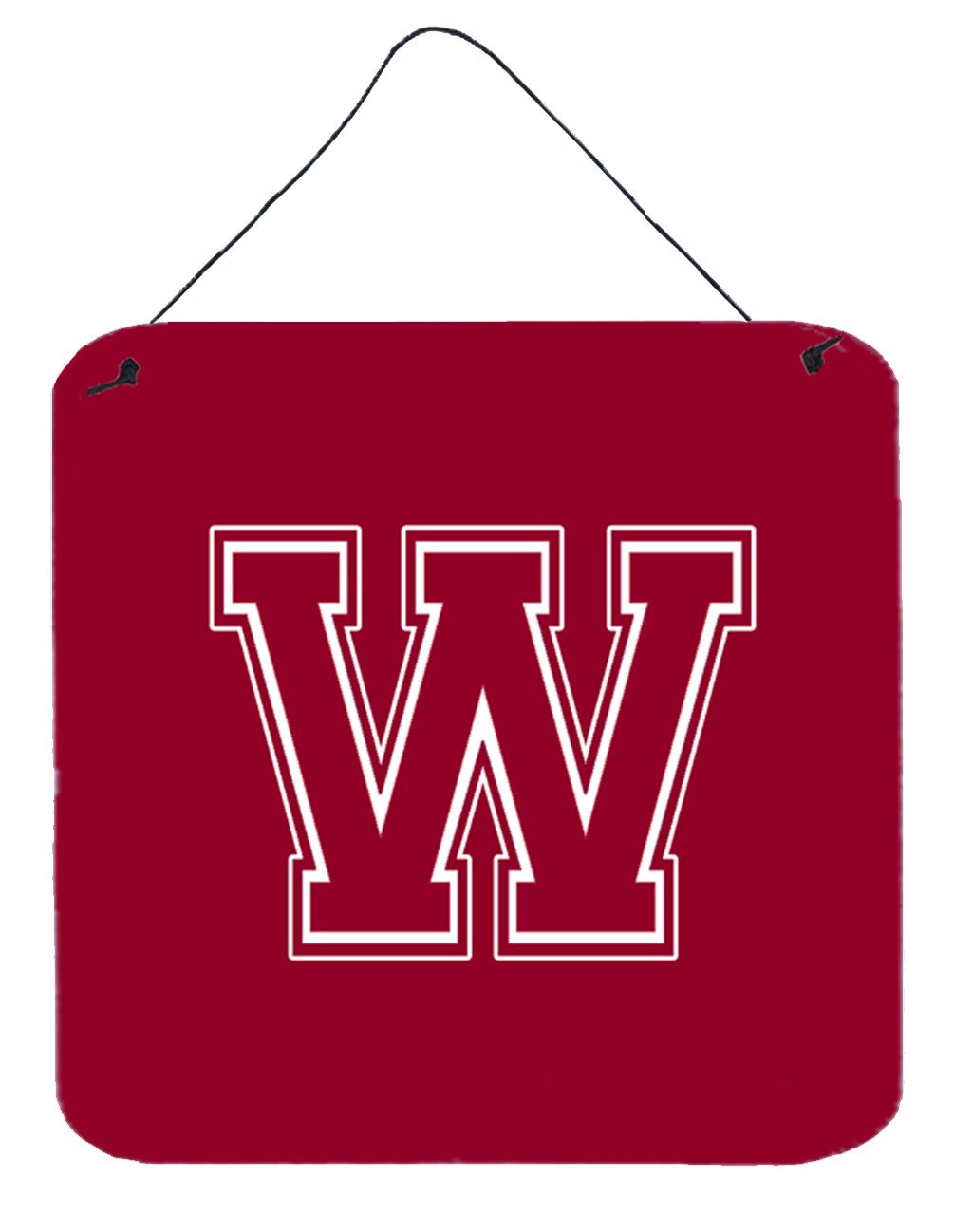 Letter W Initial Monogram - Maroon and White Wall or Door Hanging Prints by Caroline&#39;s Treasures