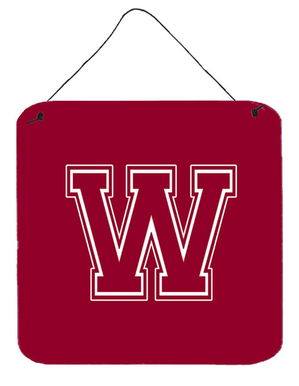 Letter W Initial Monogram - Maroon and White Wall or Door Hanging Prints by Caroline's Treasures