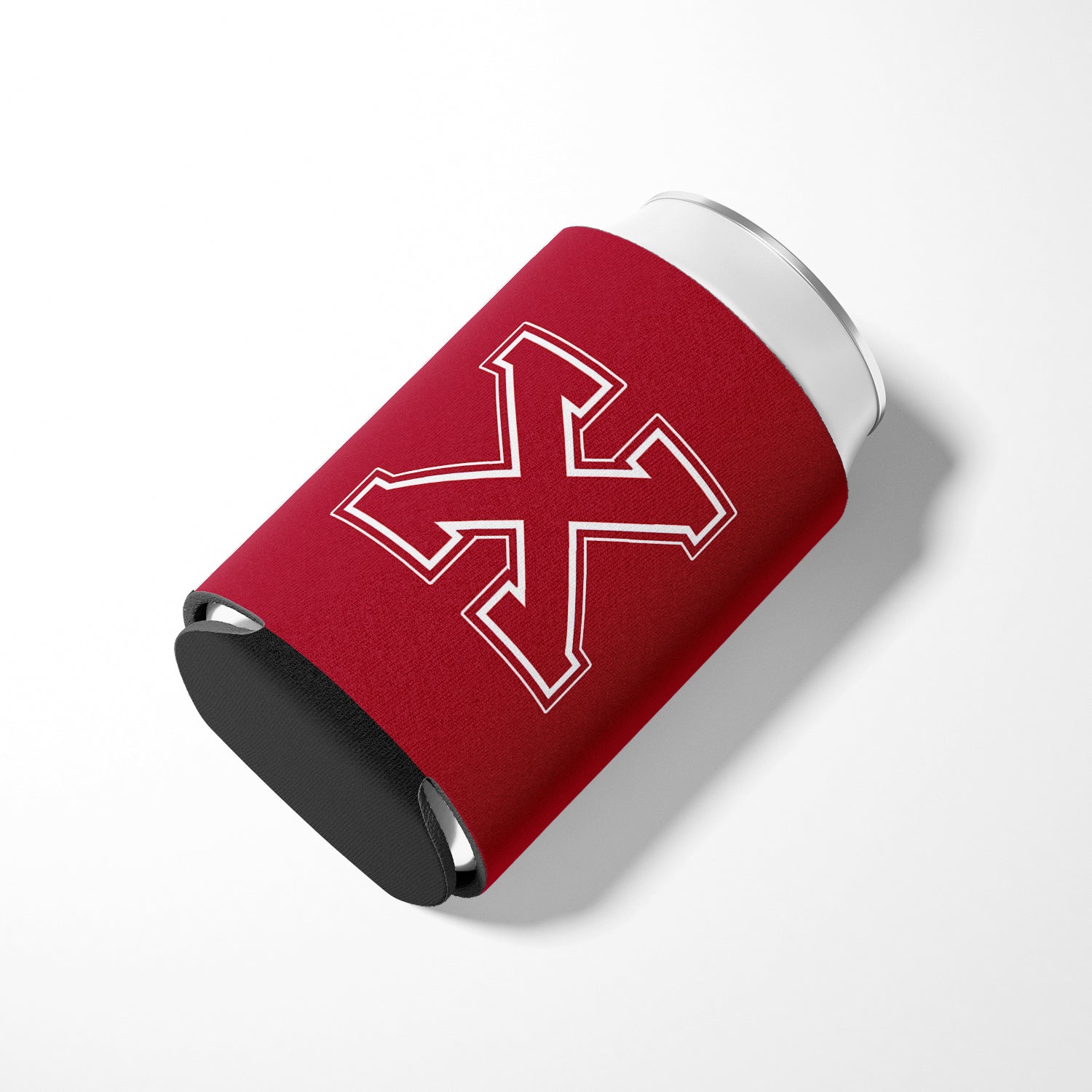 Letter X Initial Monogram - Maroon and White Can or Bottle Beverage Insulator Hugger