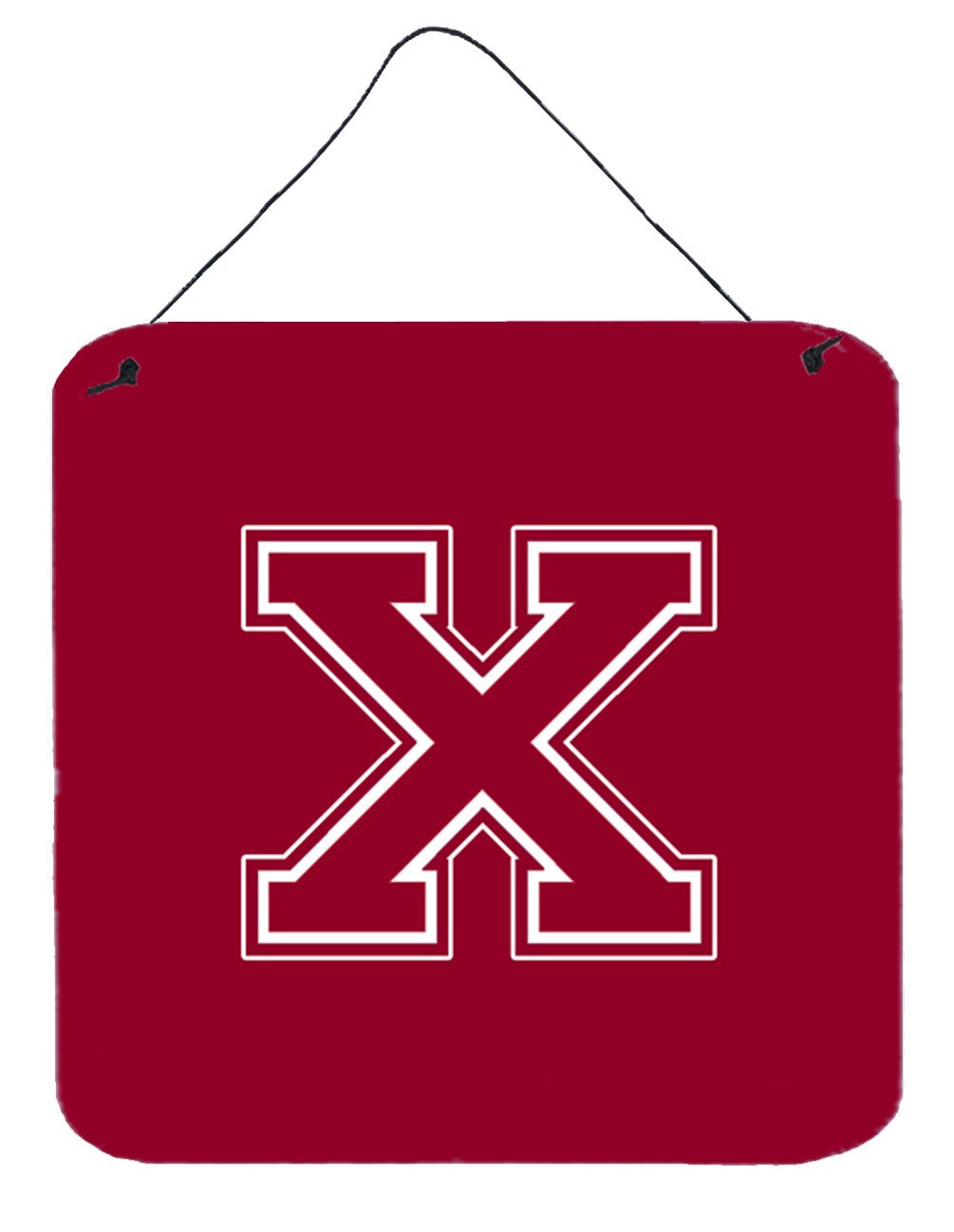 Letter X Initial Monogram - Maroon and White Wall or Door Hanging Prints by Caroline&#39;s Treasures