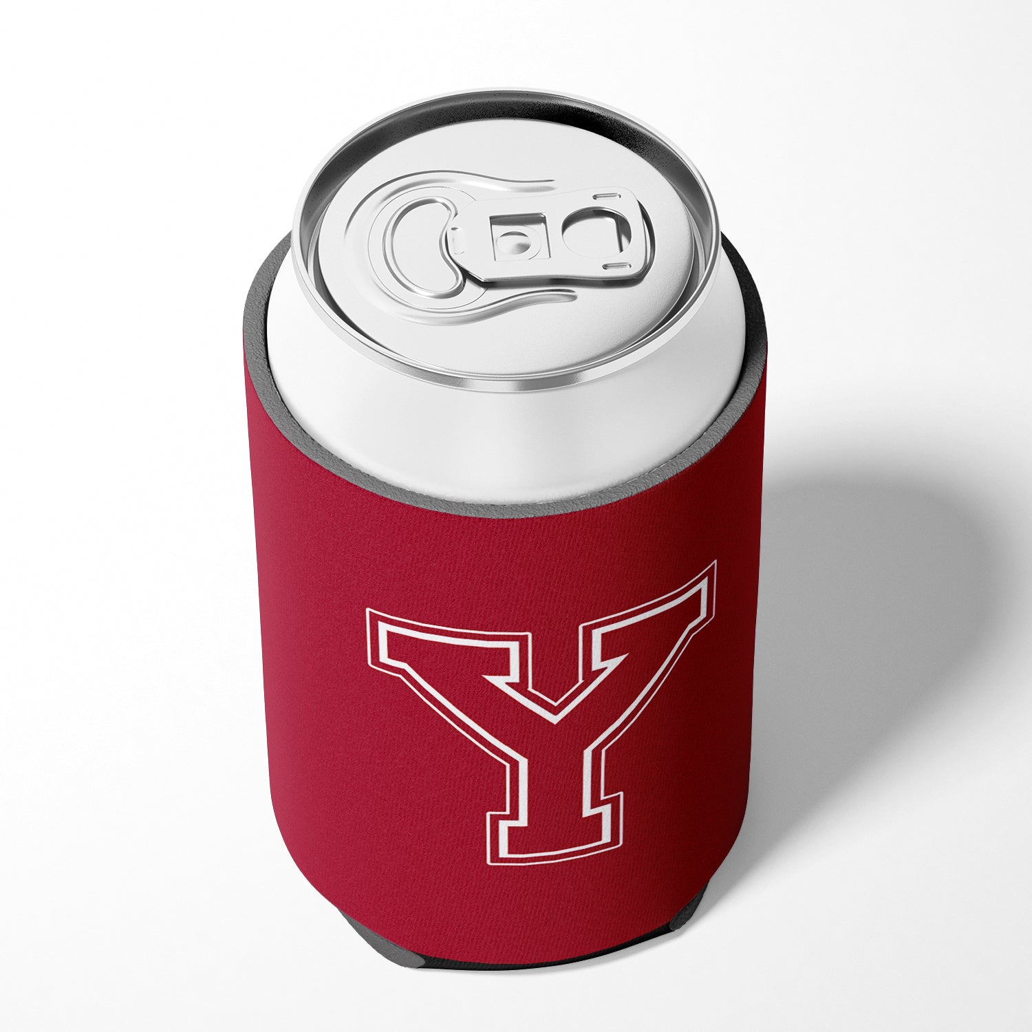 Letter Y Initial Monogram - Maroon and White Can or Bottle Beverage Insulator Hugger.